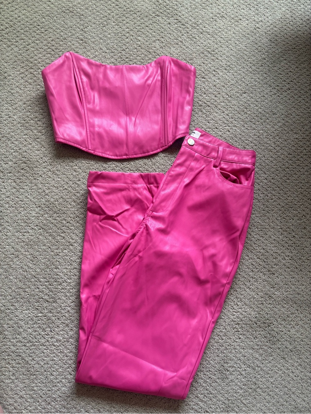 Women's Hot Pink Faux Leather Set